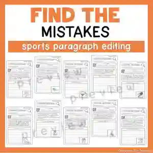 Find the Mistakes Sports Paragraph Editing Worksheets